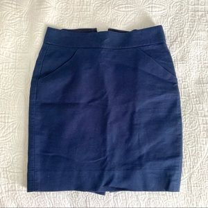 J. Crew pencil skirt in navy blue size 0P
